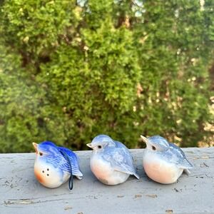 Vintage Ardalt Taiwan Porcelain Bluebird Lot 3 Figurine Ornament Shaker